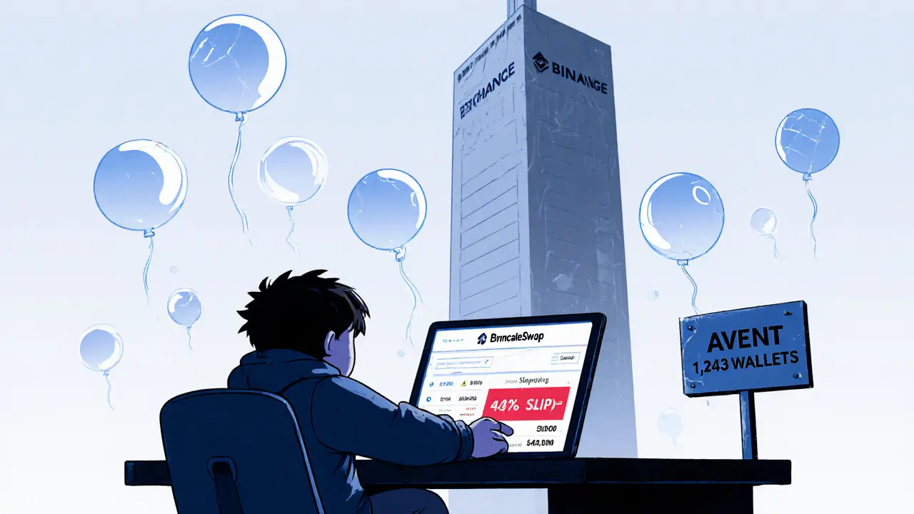 A lonely trader staring at a slippage warning on a cracked tablet, surrounded by floating empty transaction bubbles.
