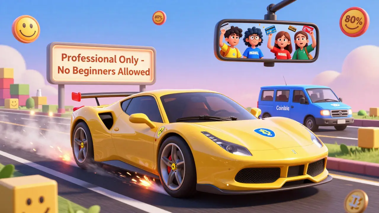 A Ferrari-shaped Deribit trading terminal speeding on a blockchain highway, leaving liquidity sparks behind.