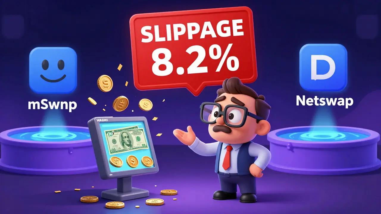 A trader overwhelmed by massive slippage while trying to trade large amounts on a tiny WAGMI exchange.