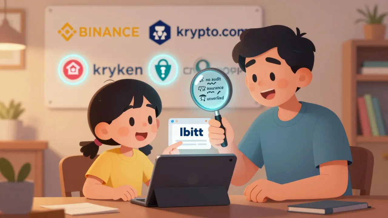 Family spotting a phishing email as a parent reveals scam signs with a magnifying glass.