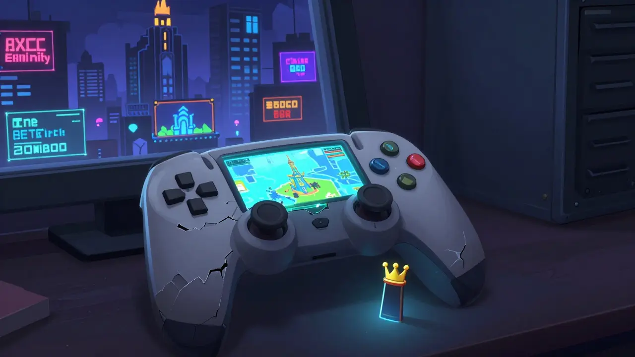 An empty game controller with a frozen map and a single KING token rolling across it.