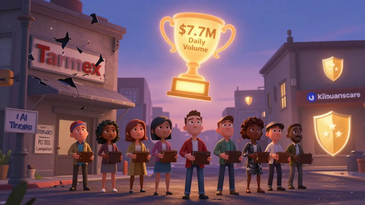 Users holding empty wallets as a crumbling scam exchange falls apart.