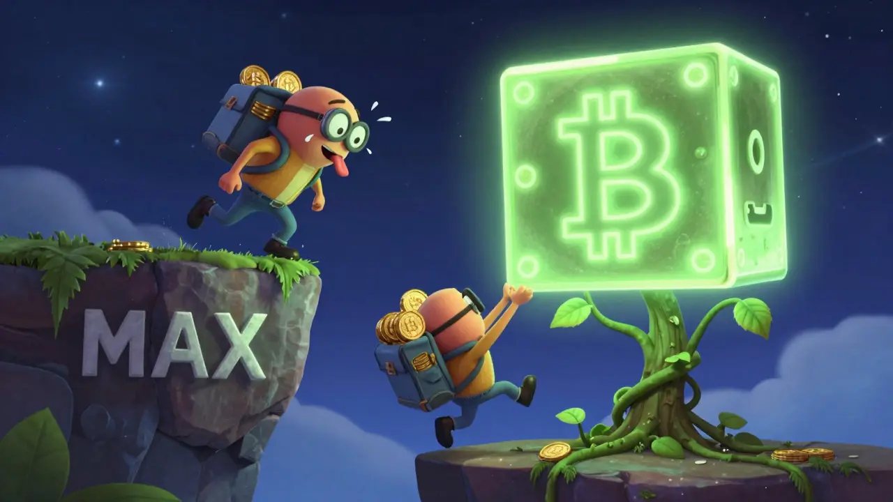 A 32-bit nonce falling off a cliff while a coinbase transaction saves it by rebuilding the Merkle tree.