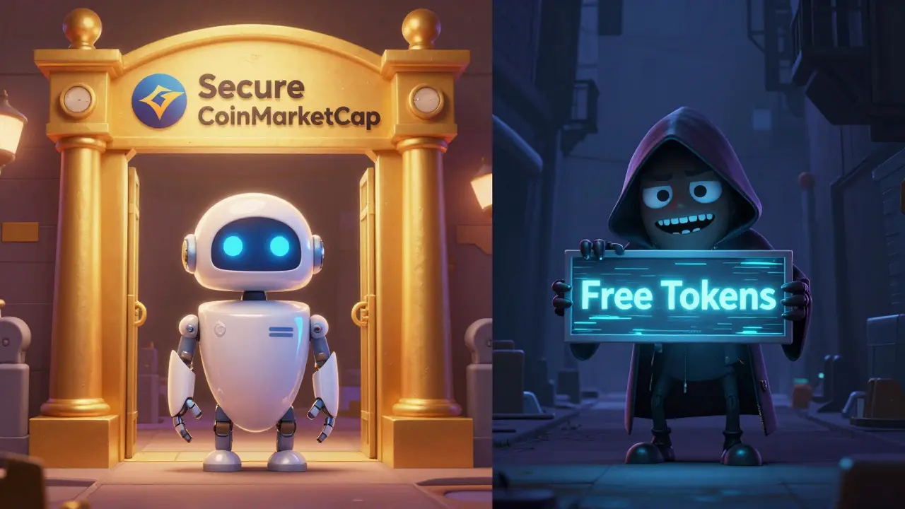 Comparison between a secure official portal and a suspicious digital scammer