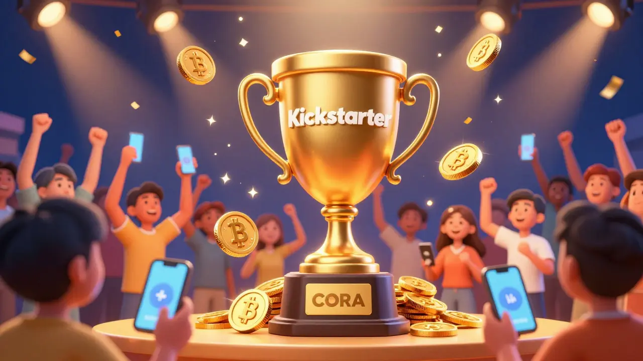 Animated scene of community voting for crypto tokens