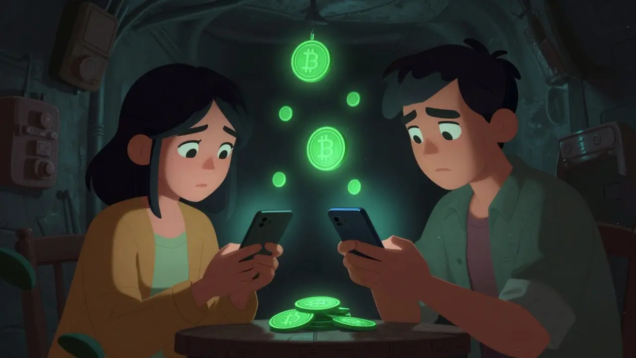 People conducting secret underground crypto trades via smartphones
