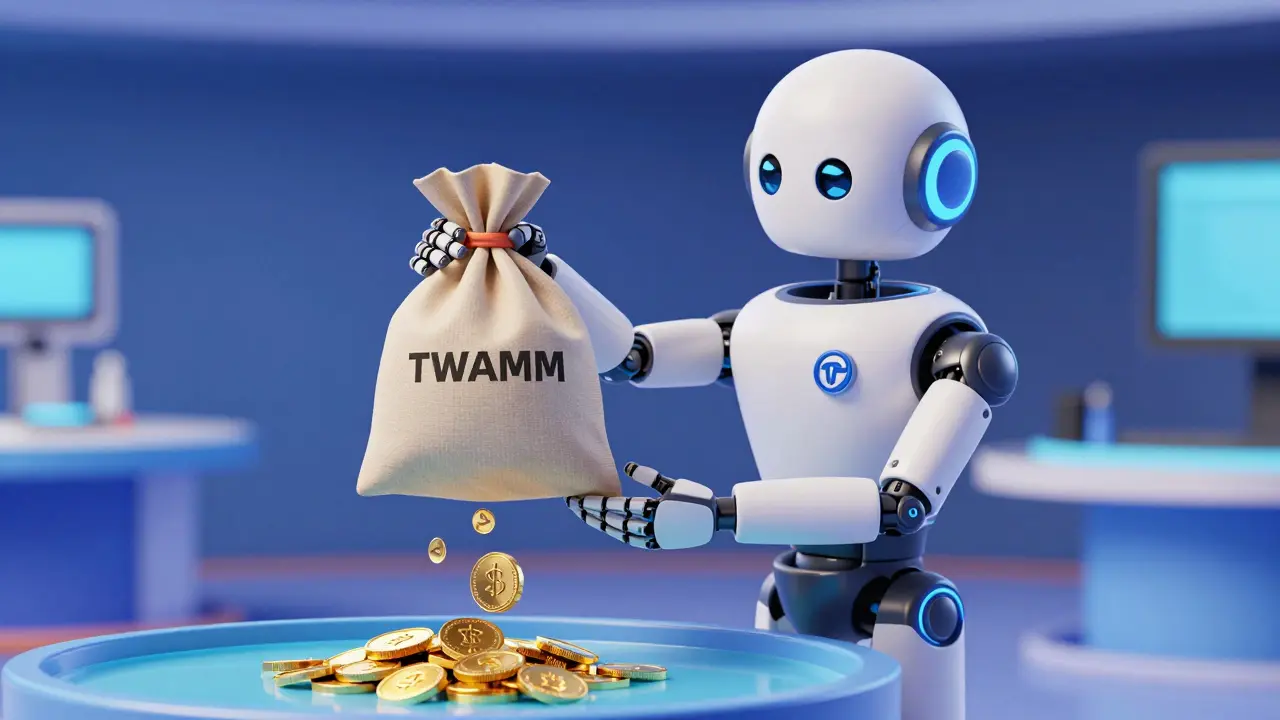 Robot using TWAMM to slowly trade tokens without slippage