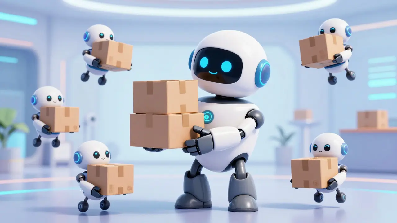 Friendly robots using drones to efficiently manage blockchain transactions
