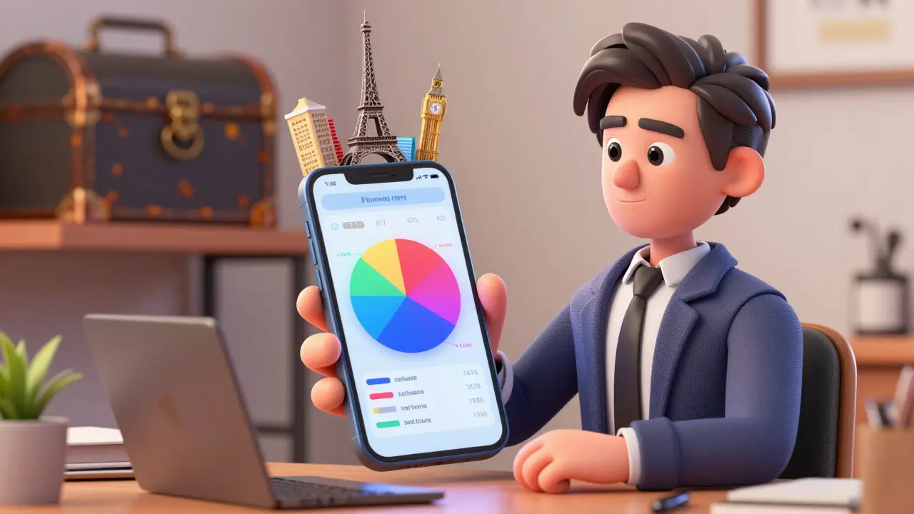 Investor checking diversified property portfolio on smartphone