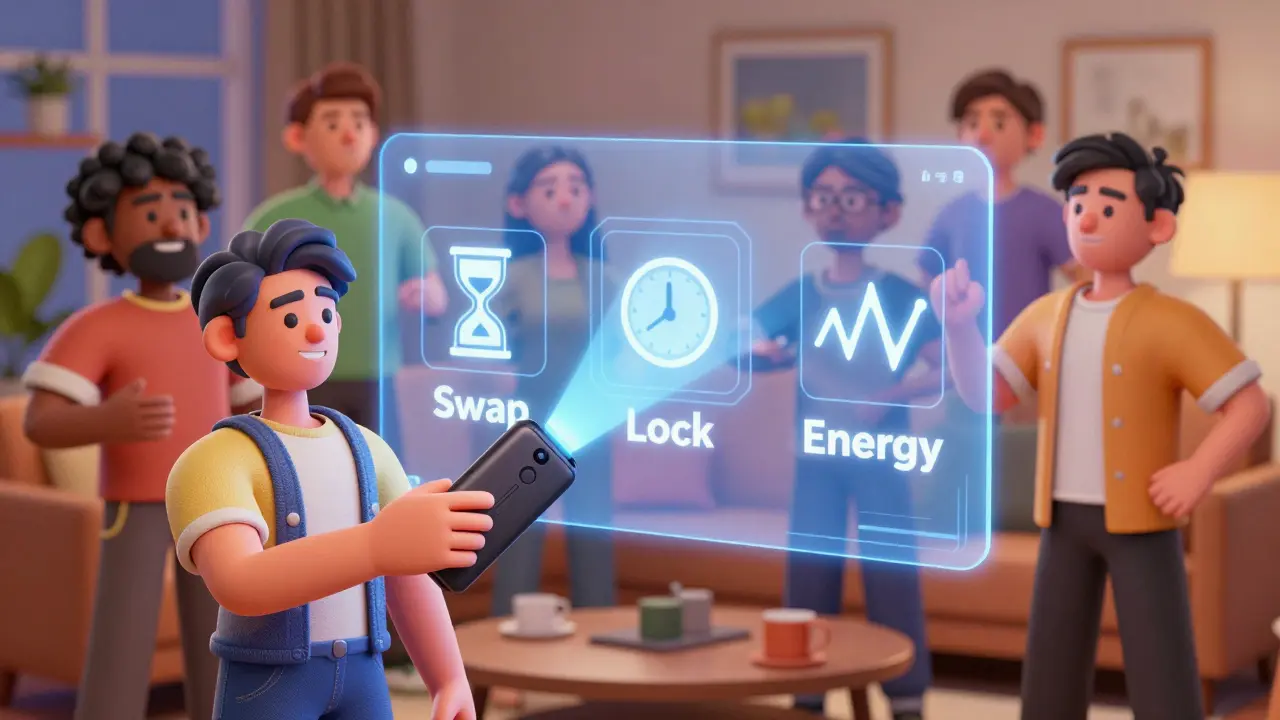 Users connecting wallets to holographic DeFi interface in Pixar style