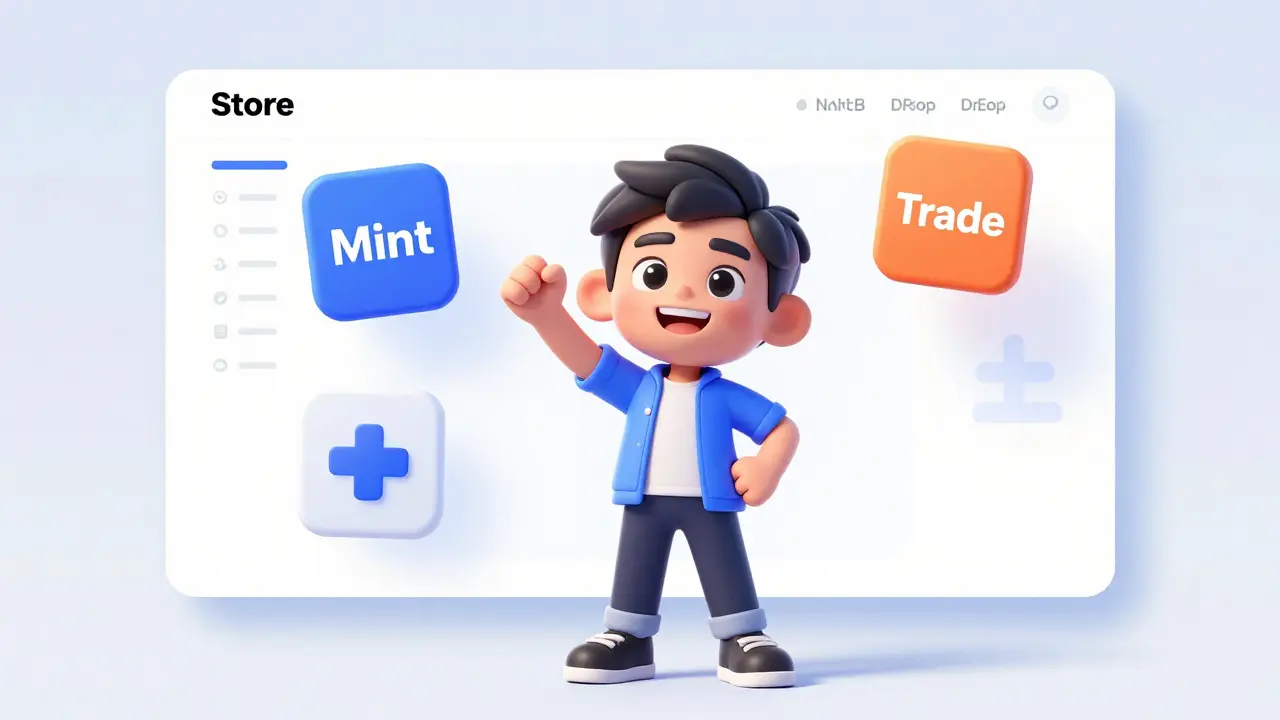 A creator using a no-code platform to build an NFT marketplace easily.