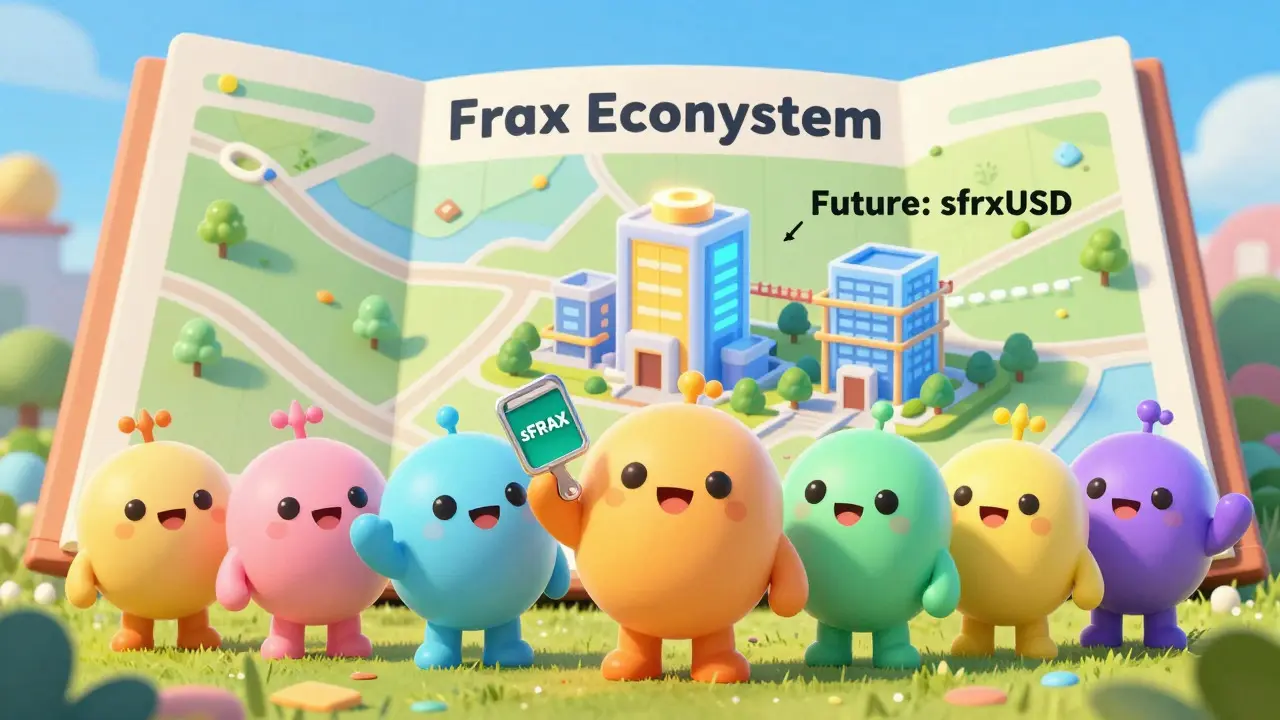 Crypto characters looking at a future roadmap map