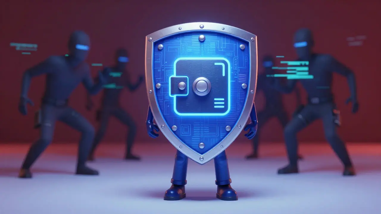 Digital shield protecting wallet from online security threats