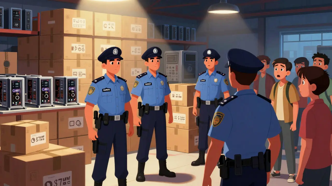 Police seizing crypto mining equipment in raid