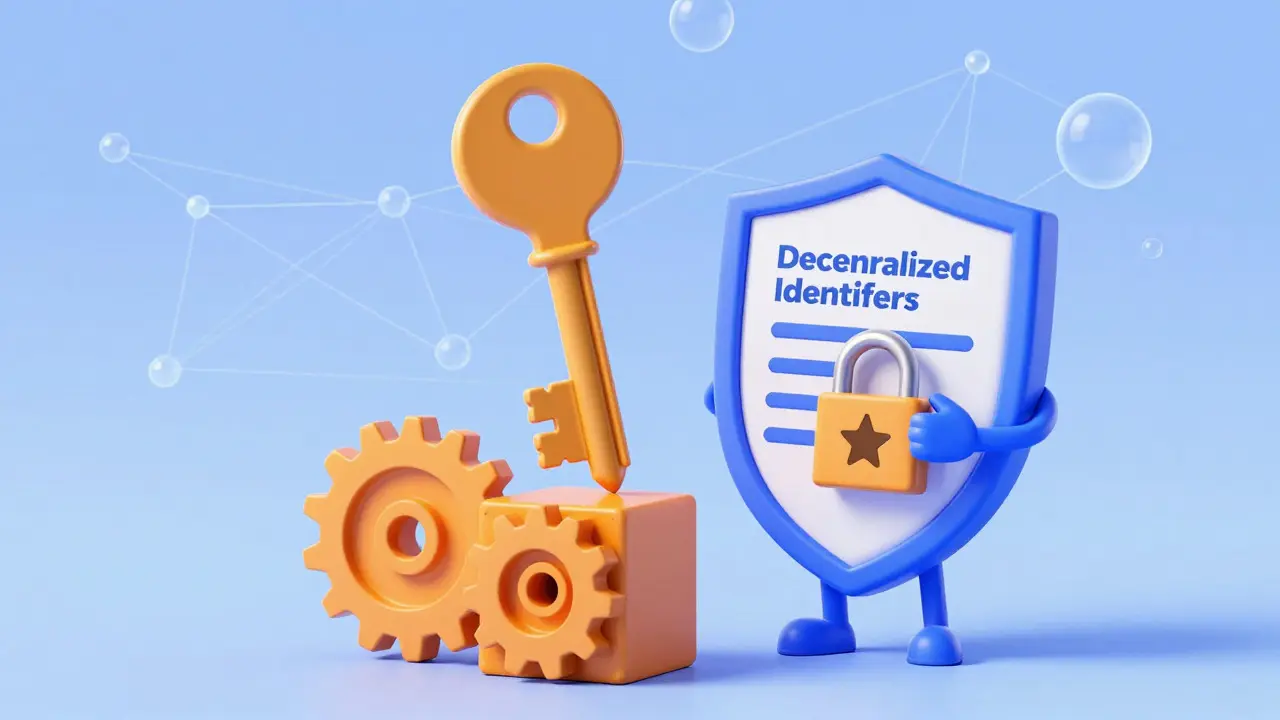 An animated key and shield character illustrate digital identity concepts