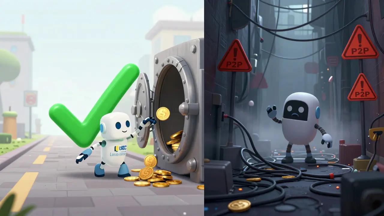 Comparison of safe licensed exchange vs risky unlicensed crypto trading