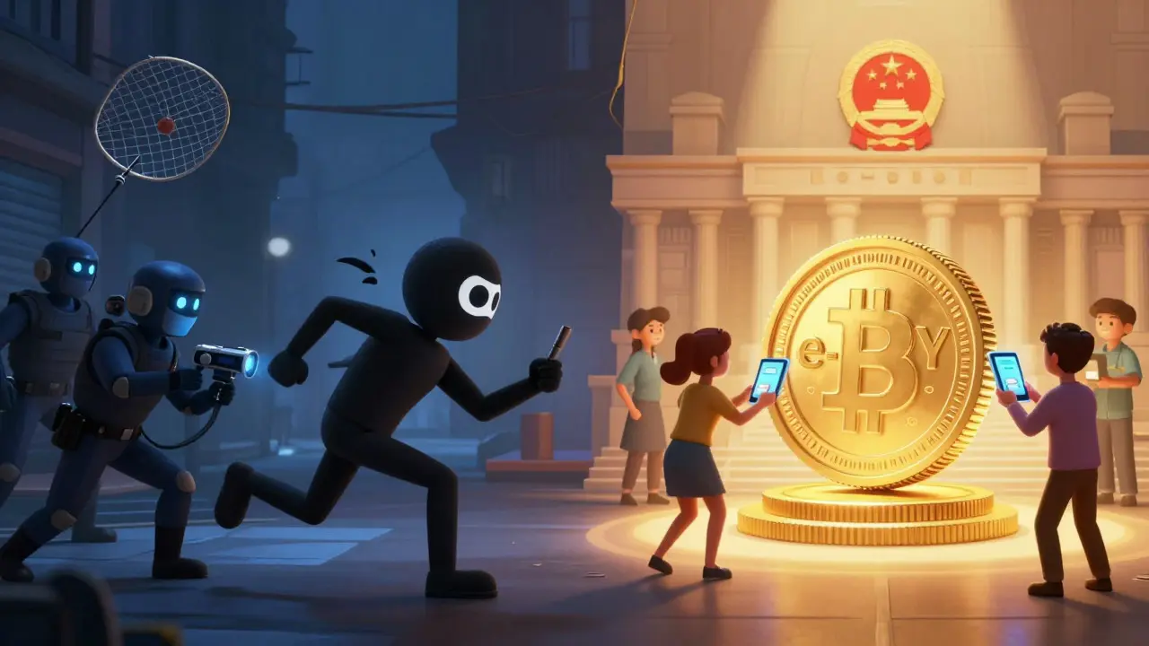 Crypto chaos vs orderly e-CNY usage in Pixar style
