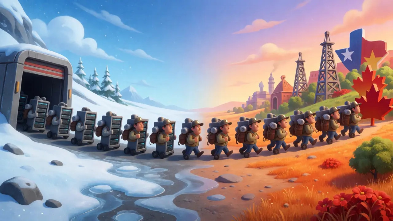 Cartoon servers migrating from cold Sweden to warmer lands